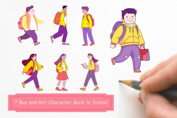 7 Boy and Girl Character Back to School: A Versatile Resource for Educators and Designers
