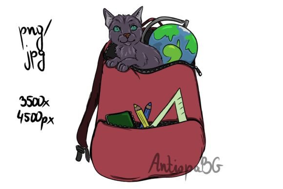 Back to School Cat - Png