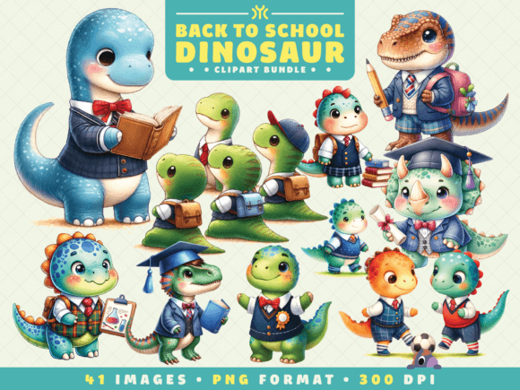 Back to School Dinosaur Clipart – A Creative Addition for Educators and Crafters