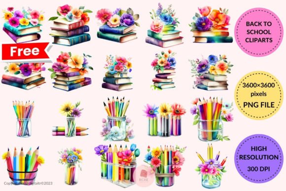 Back to School Watercolor Cliparts Free3: A Versatile Resource for Creative Projects
