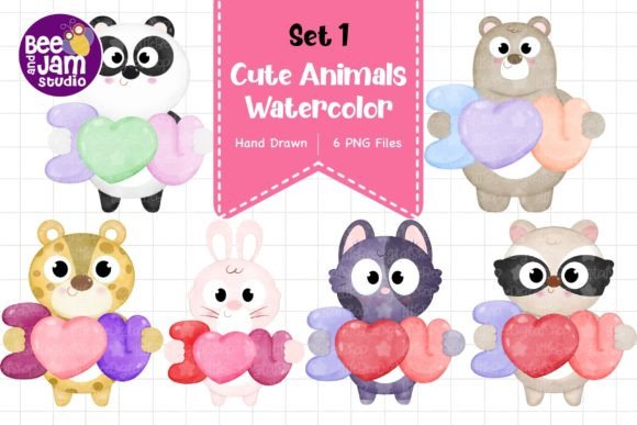 Cute Animal Designs Watercolor PNG