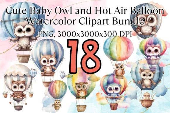 Cute Valentine Owl Watercolor Clipart