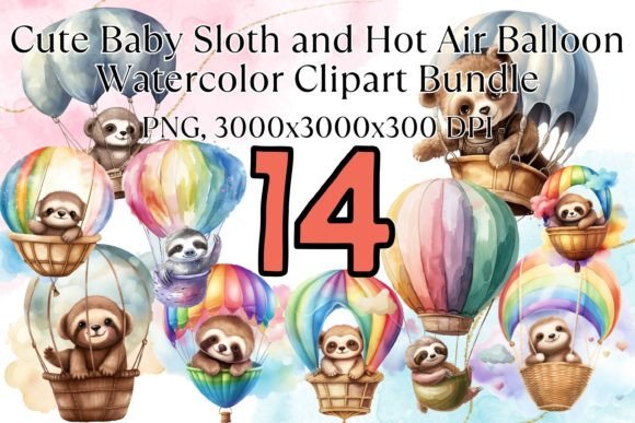 Cute Valentine Sloth Watercolor Clipart
