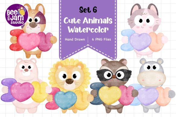 Cute Watercolor Animal Designs, PNG File: A Versatile Resource for Creative Projects