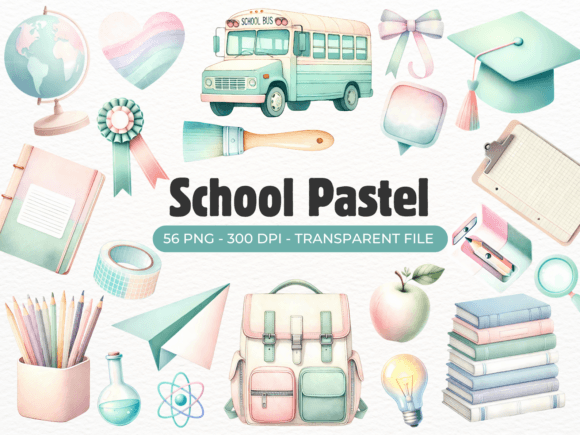 Discover the Beauty of School Pastel Clipart PNG Bundle
