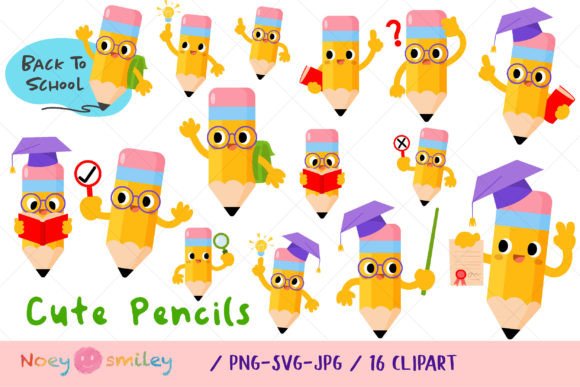Funny Pencils Cartoon Clipart