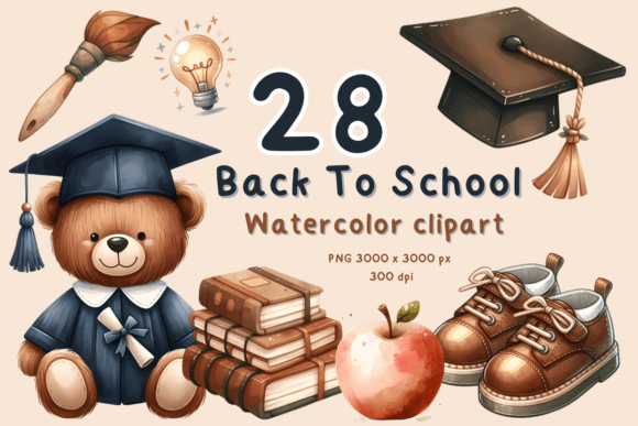 Get Ready for the New School Year with School Supplies Clipart Watercolor