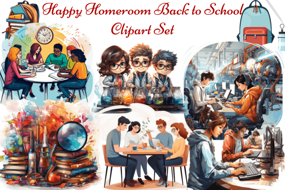 Happy Homeroom Back to School Clipart Set: A Creative Resource for Designers and Entrepreneurs