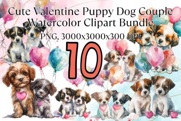 Valentine Watercolor Clipart Puppy Dog